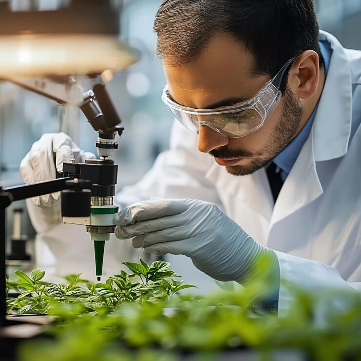 scientist lab coat using precision equipment examine plants 204719 128135